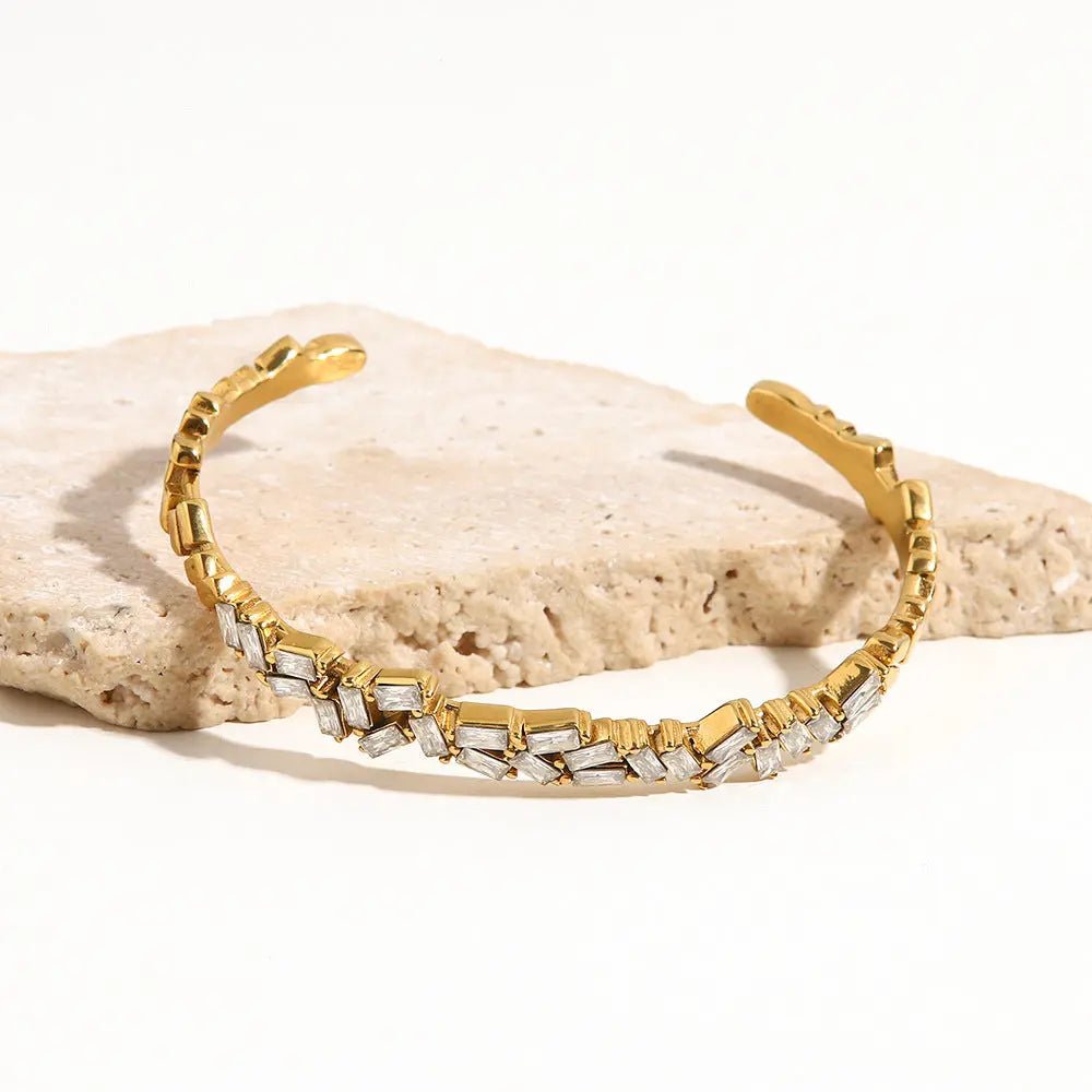 Emma - Elegante vergulde gouden armband met zirkonia - River Mode