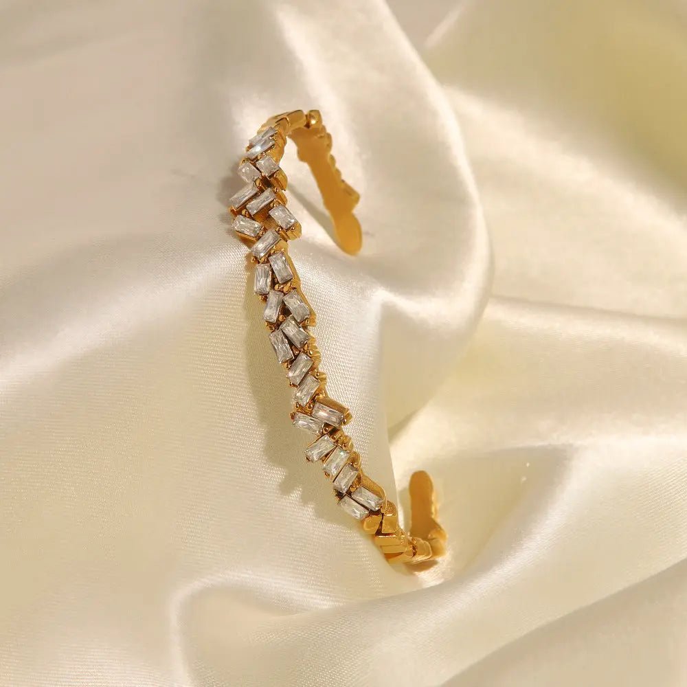 Emma - Elegante vergulde gouden armband met zirkonia - River Mode